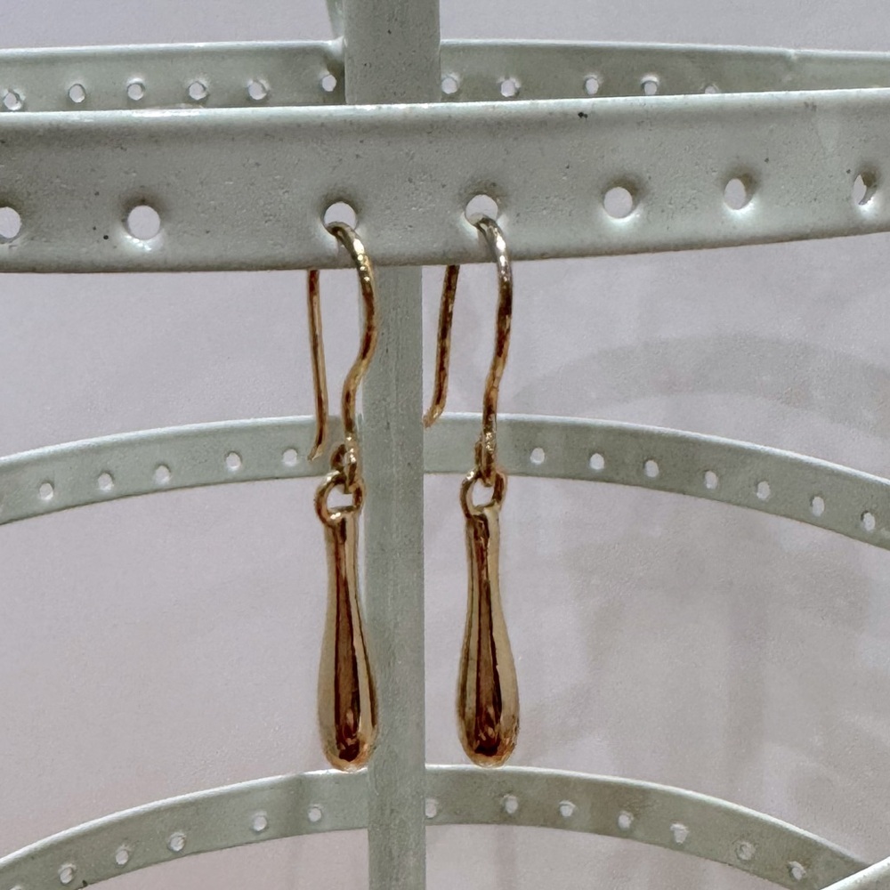 Yellow Gold tone Drop Earrings - Picture 4 of 4